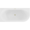 Mexen Gia 150 x 75 cm-es balos szögletes szabadon álló kád, fehér fényes, arany fényezett túlfolyóval - 52701507500L-55