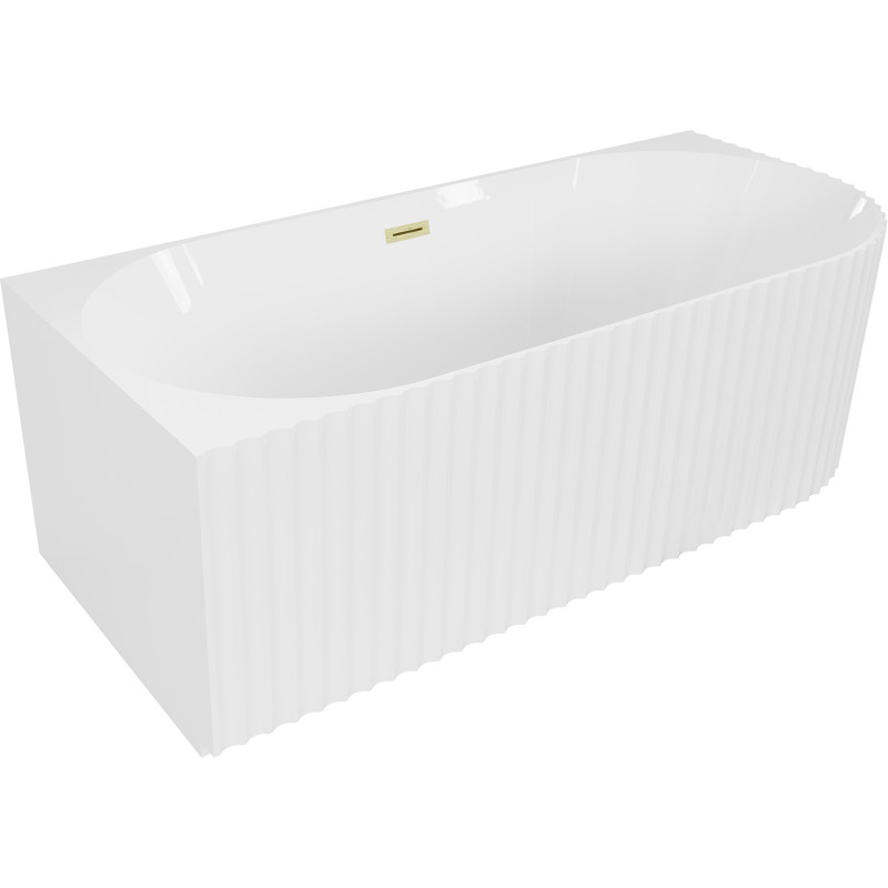Mexen Gia 150 x 75 cm-es balos szögletes szabadon álló kád, fehér fényes, arany fényezett túlfolyóval - 52701507500L-55