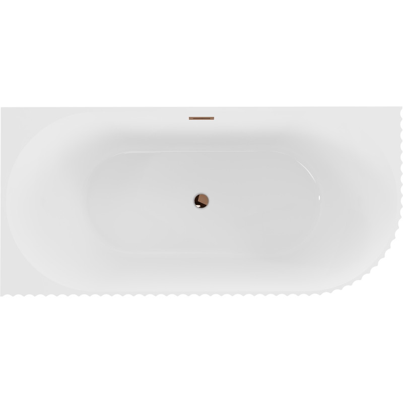 Mexen Gia cadă de baie independentă colțară cu caneluri stânga 150 x 75 cm, alb lucios, preaplin aur roz - 52701507500L-60