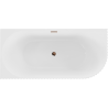 Mexen Gia cadă de colț freestanding canelată stânga 150 x 75 cm, alb lucios, preaplin aur roz - 52701507500L-60