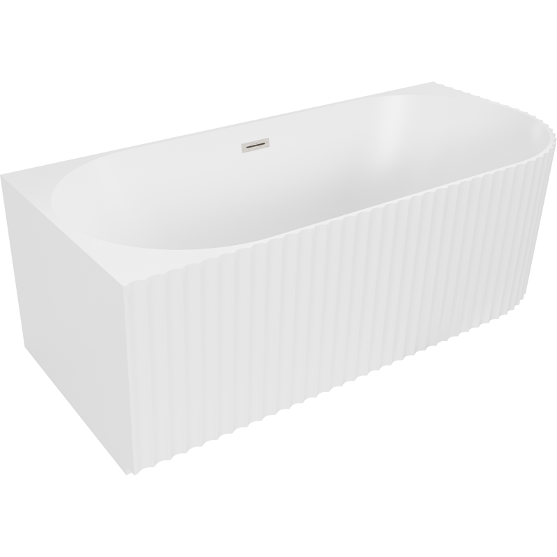 Mexen Gia szabadon álló sarokkád bordázott balos 150 x 75 cm, fehér matt, kefe nikkelezett túlfolyó - 52701507501L-97