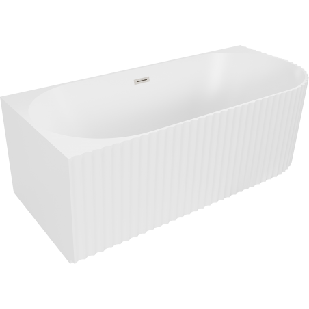 Cadă freestanding colțară Mexen Gia, riflată, stânga, 150 x 75 cm, alb mat, preaplin nichel periat - 52701507501L-97