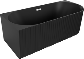 Mexen Gia cadă de sine stătătoare de colț canelată stânga 150 x 75 cm, negru mat, preaplin alb - 52701507571L-20