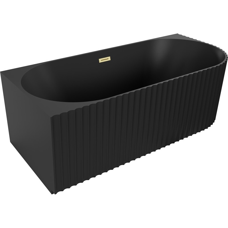 Mexen Gia cada de baie freestanding colțar stânga 150 x 75 cm, negru mat, preaplin auriu periat - 52701507571L-55