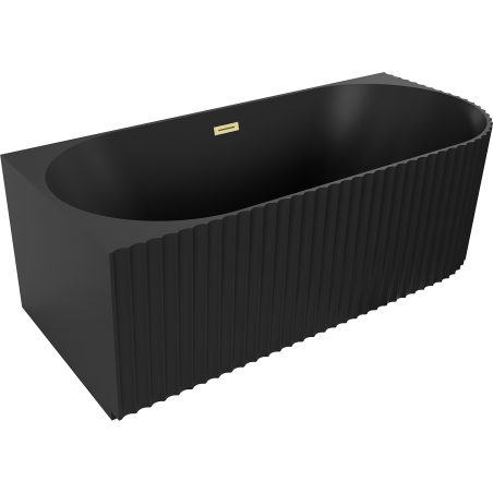 Mexen Gia cadă independentă colțar striată stânga 150 x 75 cm, negru mat, preaplin auriu periat - 52701507571L-55