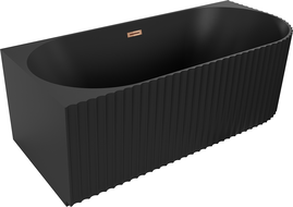 Mexen Gia cadă freestanding colțar striat stânga 150 x 75 cm, negru mat, preaplin aur roz - 52701507571L-60