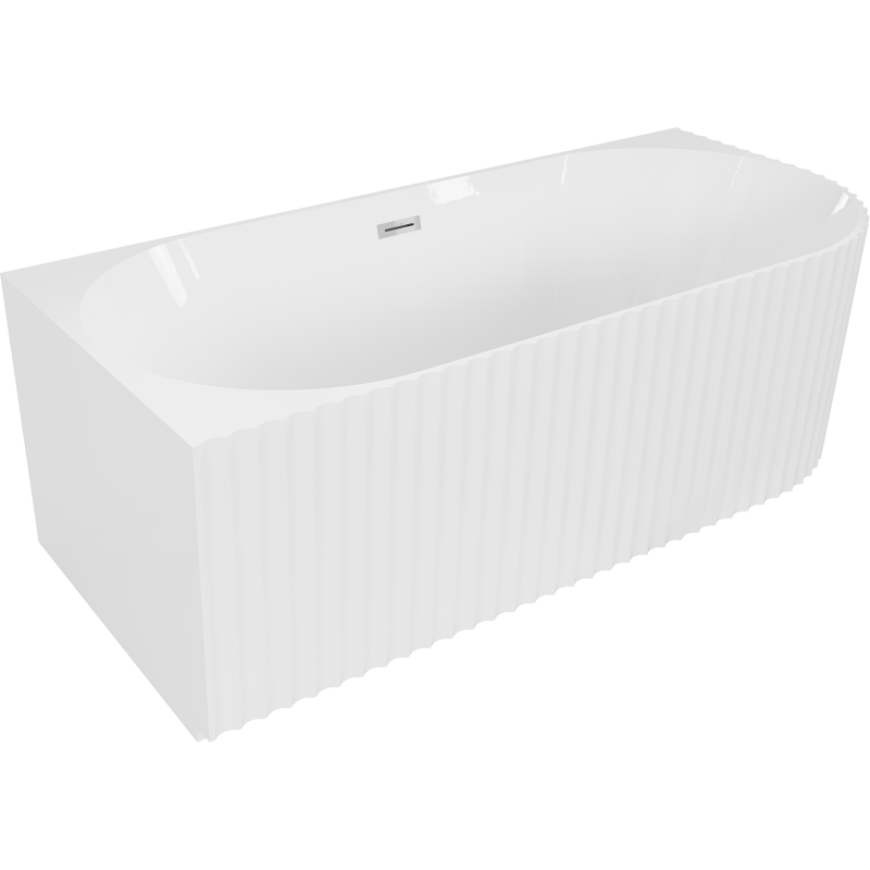 Mexen Gia cadă freestanding colțar striată stânga 170 x 80 cm, alb lucios, preaplin crom - 52701708000L-01