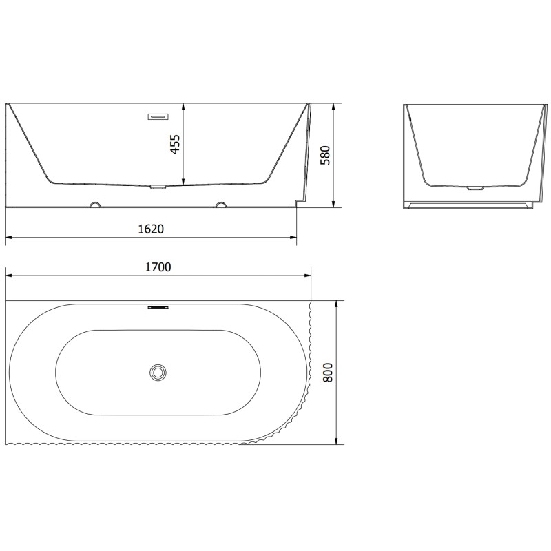 Mexen Gia szabadon álló sarokkád bordázott balos 170 x 80 cm, fényes fehér, gun gray kefélt túlfolyó - 52701708000L-66