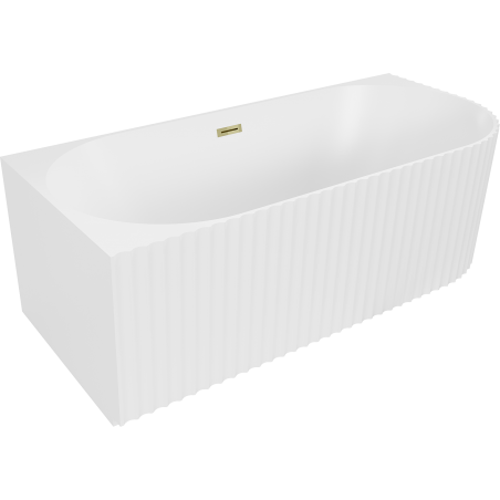 Mexen Gia cadă freestanding colțar canelat stânga 170 x 80 cm, alb mat, preaplin auriu - 52701708001L-50