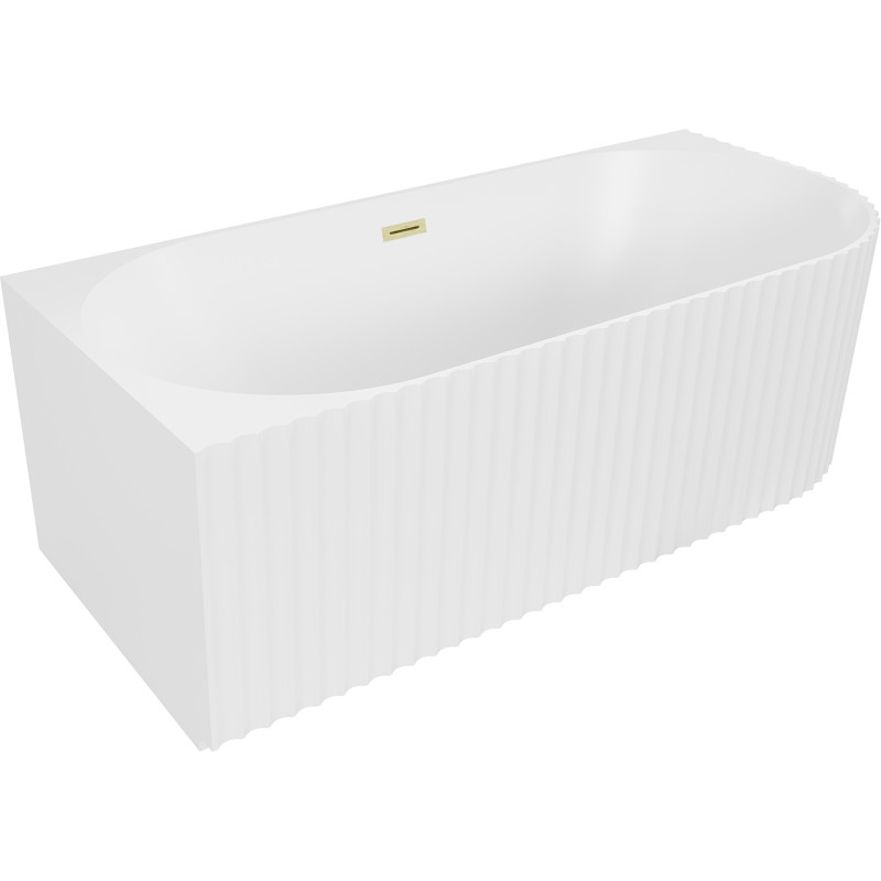 Mexen Gia cadă freestanding colțară cu striații stânga 170 x 80 cm, alb mat, preaplin auriu periat - 52701708001L-55
