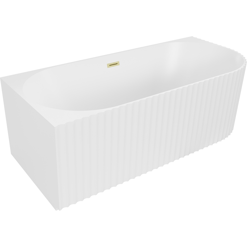 Mexen Gia szabadon álló sarokkád recézett bal 170 x 80 cm, fehér matt, arany szálcsiszolt túlfolyó - 52701708001L-55