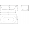Mexen Gia cadă freestanding colțară cu striații stânga 170 x 80 cm, alb mat, preaplin auriu periat - 52701708001L-55