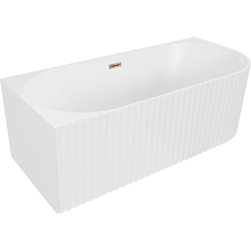Mexen Gia cadă freestanding colțar canelat stânga 170 x 80 cm, alb mat, preaplin aur roz - 52701708001L-60