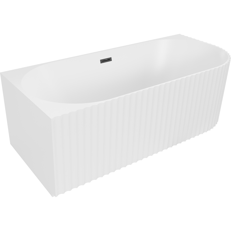 Mexen Gia szabadon álló sarokbordázott balos kád 170 x 80 cm, fehér matt, fekete túlfolyó - 52701708001L-70