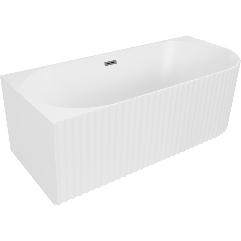 Mexen Gia cadă freestanding colțară cu striuri stânga 170 x 80 cm, alb mat, preaplin gun metal - 52701708001L-95