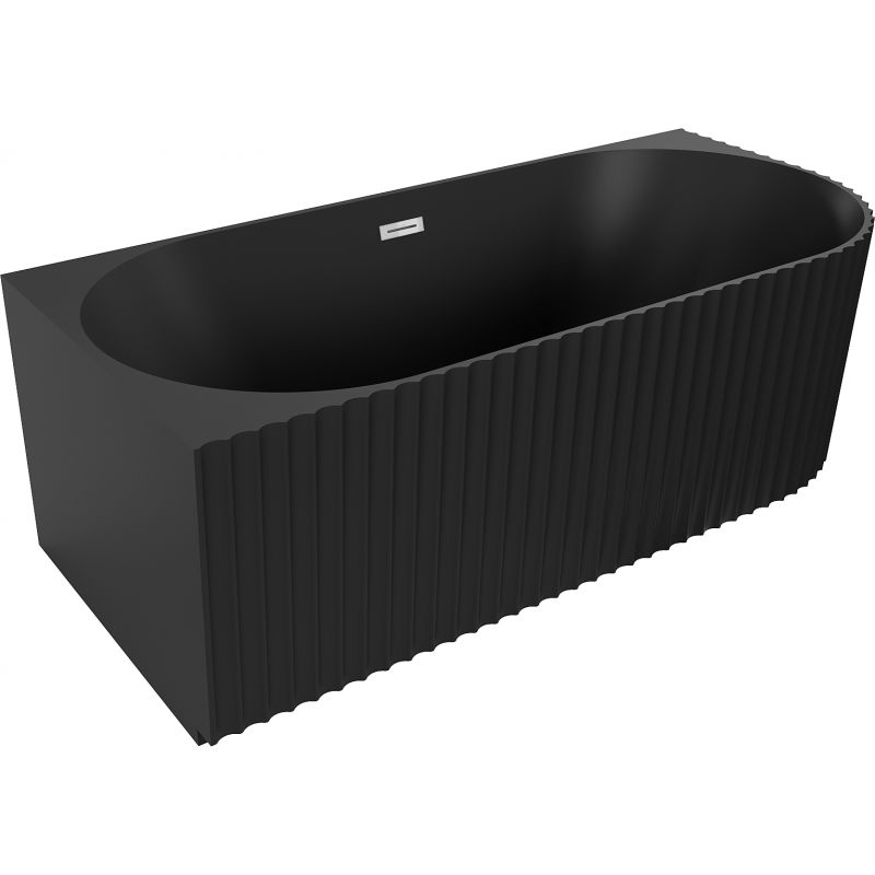 Mexen Gia cadă freestanding colțară rigată stânga 170 x 80 cm, negru mat, preaplin crom - 52701708071L-01