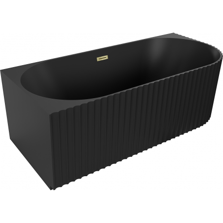 Mexen Gia cadă de sine stătătoare colț curbată stânga 170 x 80 cm, negru mat, preaplin auriu - 52701708071L-50