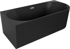 Mexen Gia cadă de sine stătătoare colț curbată stânga 170 x 80 cm, negru mat, preaplin auriu - 52701708071L-50
