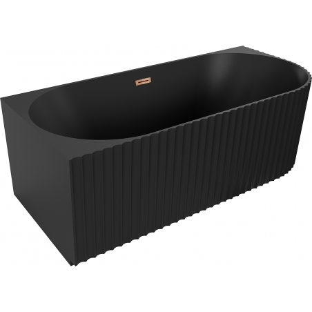 Mexen Gia cadă de baie freestanding colțar canelată stânga 170 x 80 cm, negru mat, preaplin aur roz - 52701708071L-60