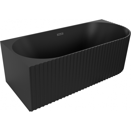 Cadă de sine stătătoare colțară Mexen Gia cu caneluri stânga 170 x 80 cm, negru mat, preaplin negru - 52701708071L-70