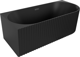Cadă de sine stătătoare colțară Mexen Gia cu caneluri stânga 170 x 80 cm, negru mat, preaplin negru - 52701708071L-70
