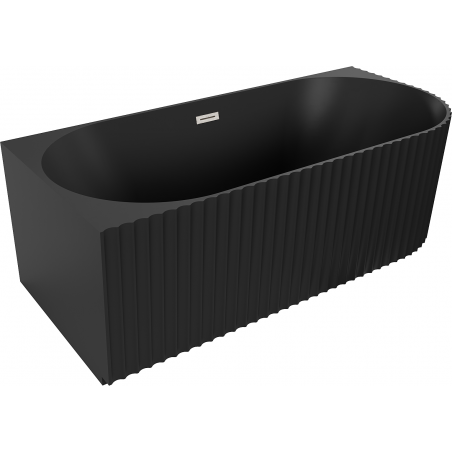 Mexen Gia cadă de colț freestanding cu nervuri, stânga 170 x 80 cm, negru mat, preaplin nichel periat - 52701708071L-97