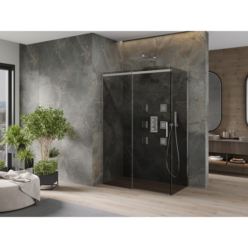 Mexen Omega 160 x 90 cm-es tolóajtós zuhanykabin, grafit, króm - 825-160-090-01-40