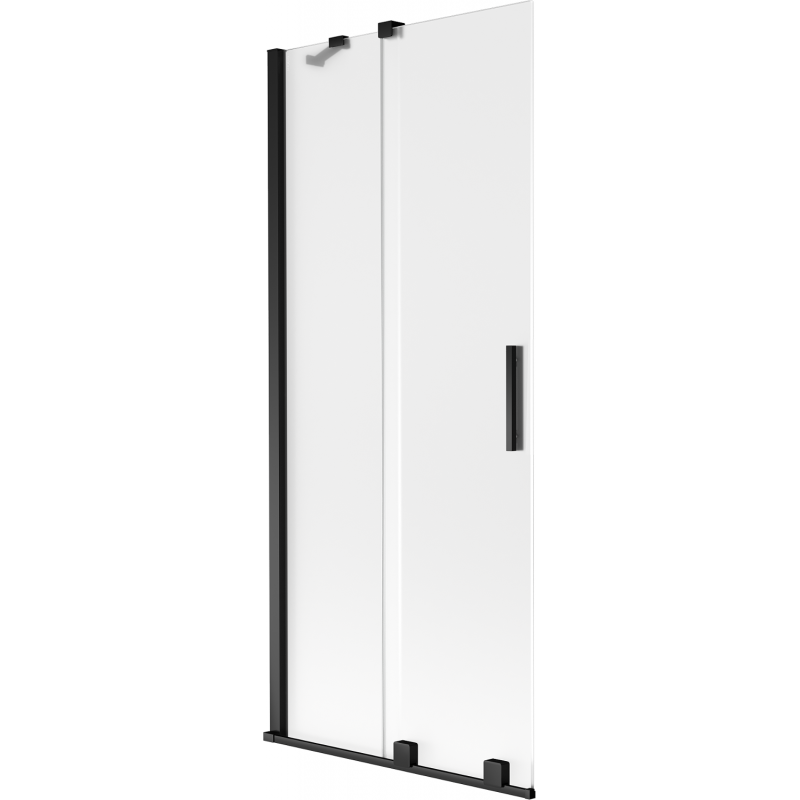 Mexen Velar kétszárnyas eltolható fürdőszobai paraván 85 x 150 cm, homályos, fekete - 896-085-000-31-70