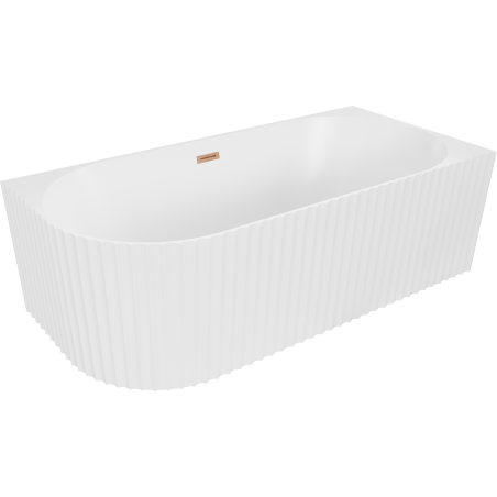 Mexen Gia szabadon álló sarokkádd, bordázott jobb 170 x 80 cm, fehér matt, rézszínű túlfolyó - 52701708001P-65