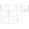 Mexen Gia cadă de baie freestanding pe colț cu striații pe partea dreaptă 170 x 80 cm, negru mat, preaplin alb - 52701708071P-20