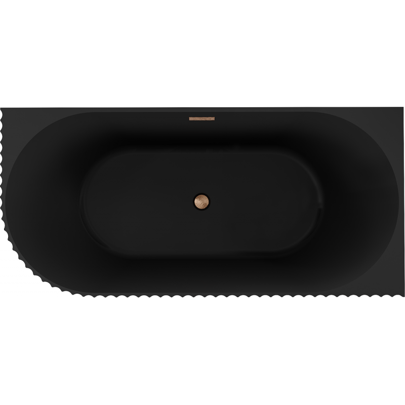 Mexen Gia szabadon álló sarokkád bordázott jobb oldali 170 x 80 cm, fekete matt, réz kefe hatású - 52701708071P-65