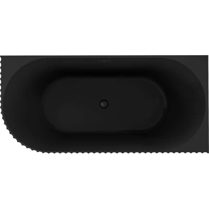Mexen Gia szabadon álló sarokbordázott jobb fürdőkád 170 x 80 cm, fekete matt, fekete túlfolyó - 52701708071P-70