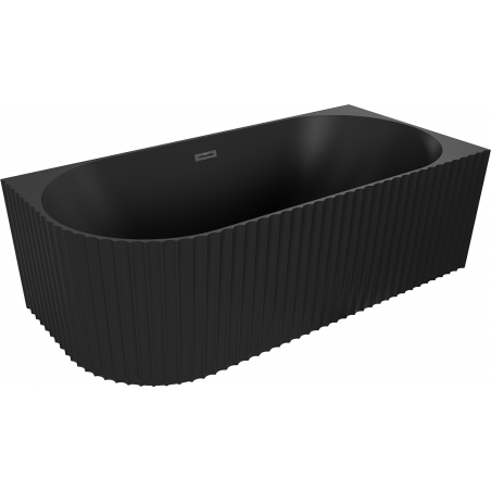 Mexen Gia cadă de sine stătătoare colț dreapta canelată 170 x 80 cm, negru mat, preaplin negru - 52701708071P-70