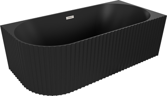 Mexen Gia wană de baie independentă colțar striată dreapta 170 x 80 cm, negru mat, preaplin nichel periat - 52701708071P-97
