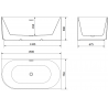 Cadă de sine stătătoare colțară Mexen Gia cu riflaj dreapta 150 x 75 cm, alb mat, preaplin negru - 52701507501P-70