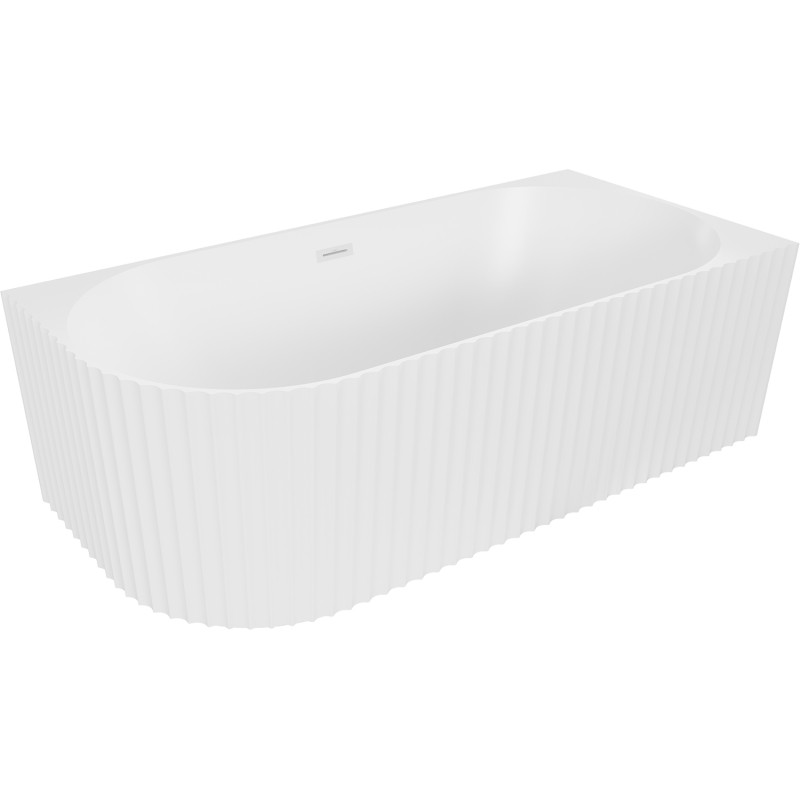 Mexen Gia cada freestanding colțar striat dreapta 150 x 75 cm, alb mat, preaplin alb - 52701507501P-20