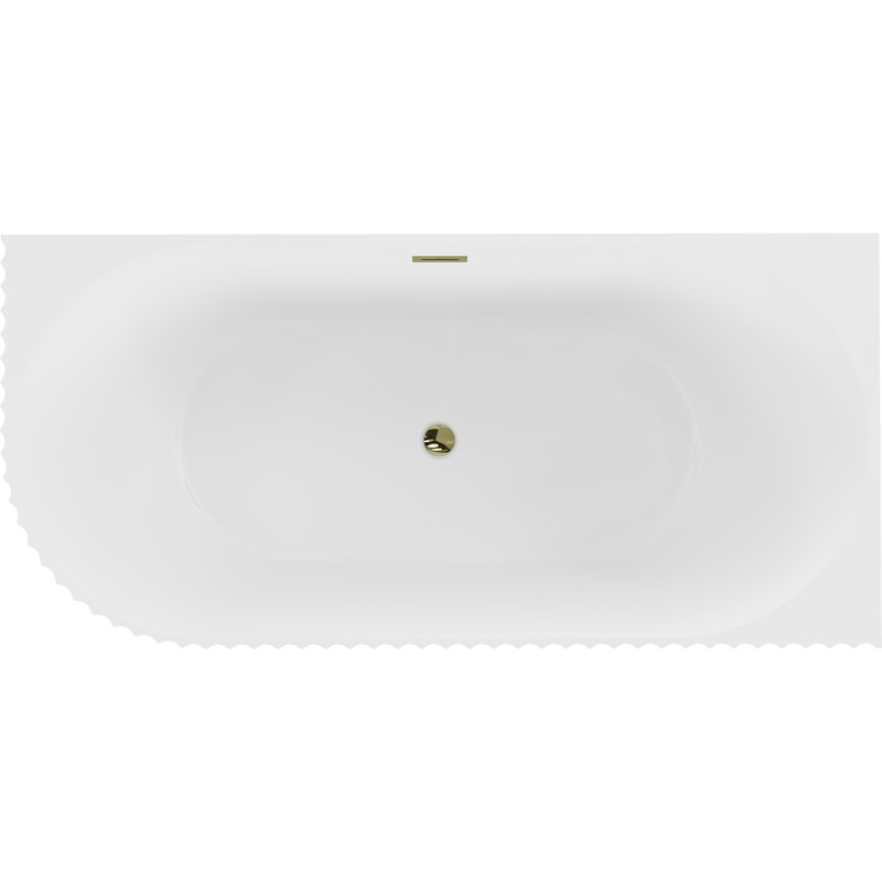 Mexen Gia cadă freestanding colțară canelată dreaptă 150 x 75 cm, alb mat, preaplin auriu - 52701507501P-50