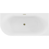 Mexen Gia cadă freestanding colțară canelată dreaptă 150 x 75 cm, alb mat, preaplin auriu - 52701507501P-50