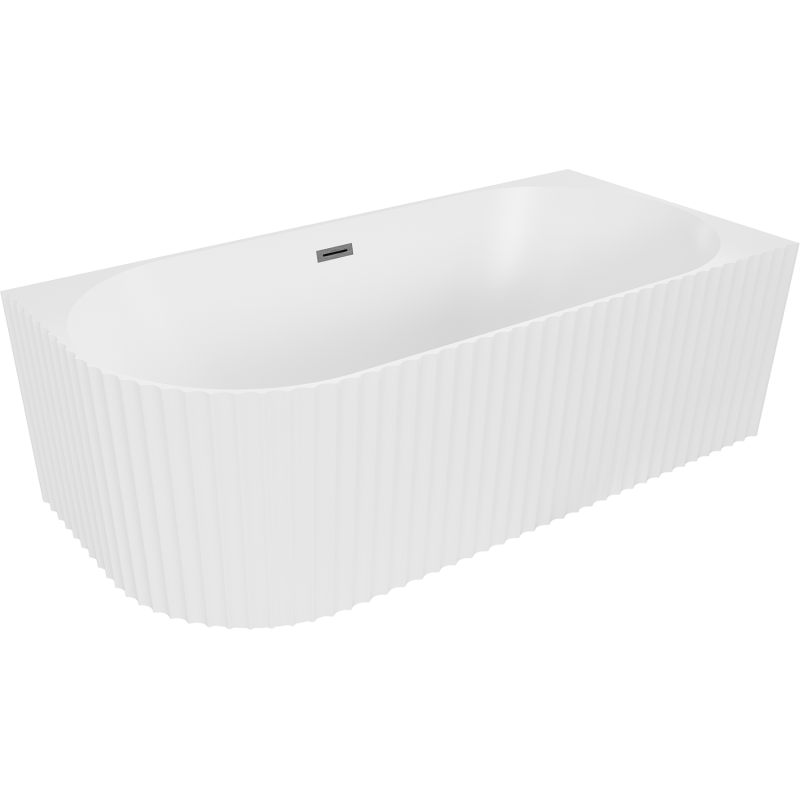 Mexen Gia szabadon álló sarok bordázott jobb 150 x 75 cm, fehér matt, gun gray kefélt túlfolyó - 52701507501P-66