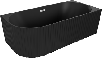 Cadă de sine stătătoare colțar canelată dreapta Mexen Gia 150 x 75 cm, negru mat, preaplin crom - 52701507571P-01