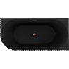 Mexen Gia cadă de baie freestanding unghiulară cu riflaj dreaptă 150 x 75 cm, negru mat, preaplin cupru periat - 52701507571P-65