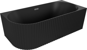 Mexen Gia cadă de colț freestanding dreaptă 150 x 75 cm, negru mat, preaplin gri periat - 52701507571P-66