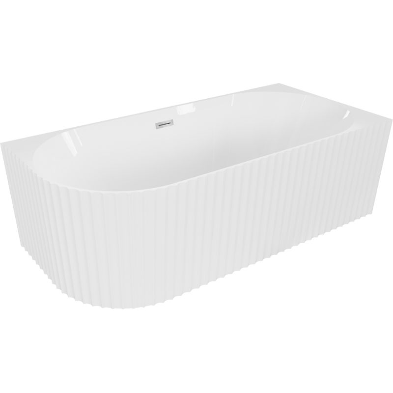 Mexen Gia cadă freestanding colț dreapta nervurată 170 x 80 cm, alb lucios, preaplin crom - 52701708000P-01