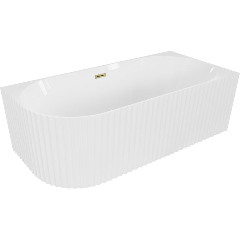 Mexen Gia cadă de baie freestanding colțar dreapta 170 x 80 cm, alb lucios, preaplin auriu - 52701708000P-50