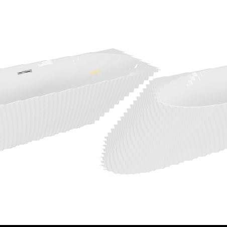 Mexen Gia cadă de sine stătătoare colțară cu nervuri dreapta 170 x 80 cm, alb lucios, preaplin auriu - 52701708000P-50