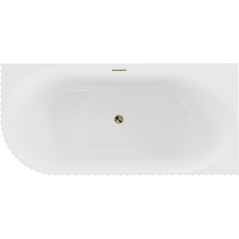 Mexen Gia cadă freestanding colțar canelată dreapta 170 x 80 cm, alb lucios, preaplin auriu - 52701708000P-50