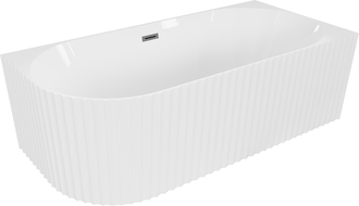 Mexen Gia szabadon álló sarokkád bordázott jobb 170 x 80 cm, fényes fehér, gun gray kefélt túlfolyó - 52701708000P-66