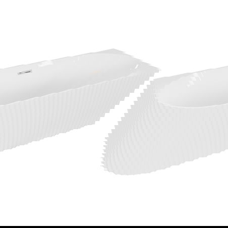 Mexen Gia szabadon álló sarokkád bordázott jobb oldali 170 x 80 cm, fehér fényes, matt nikkel túlfolyó - 52701708000P-97