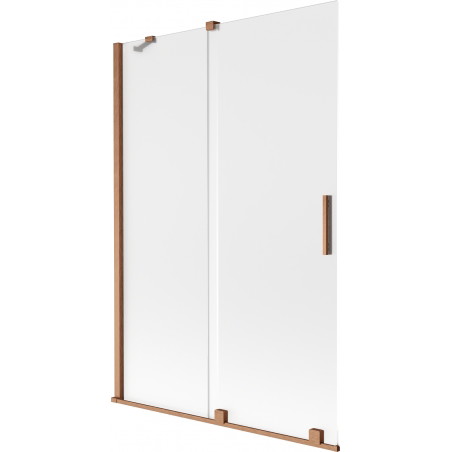 Mexen Velar 2-szárnyas toló fürdőkád paraván 120 x 150 cm, fagyos, kefezezett réz - 896-120-000-31-65