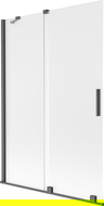 Paravan cadă de duș Mexen Velar cu 2 uși glisante 120 x 150 cm, mat, gri armat periat - 896-120-000-31-66